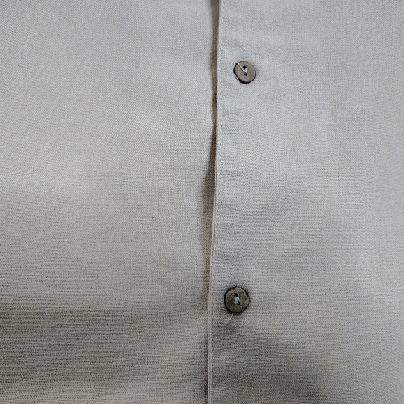Coofandy Men's Beige Short Sleeve Shirt Linen Blend Sz L Pocket Chest - Picture 6 of 12